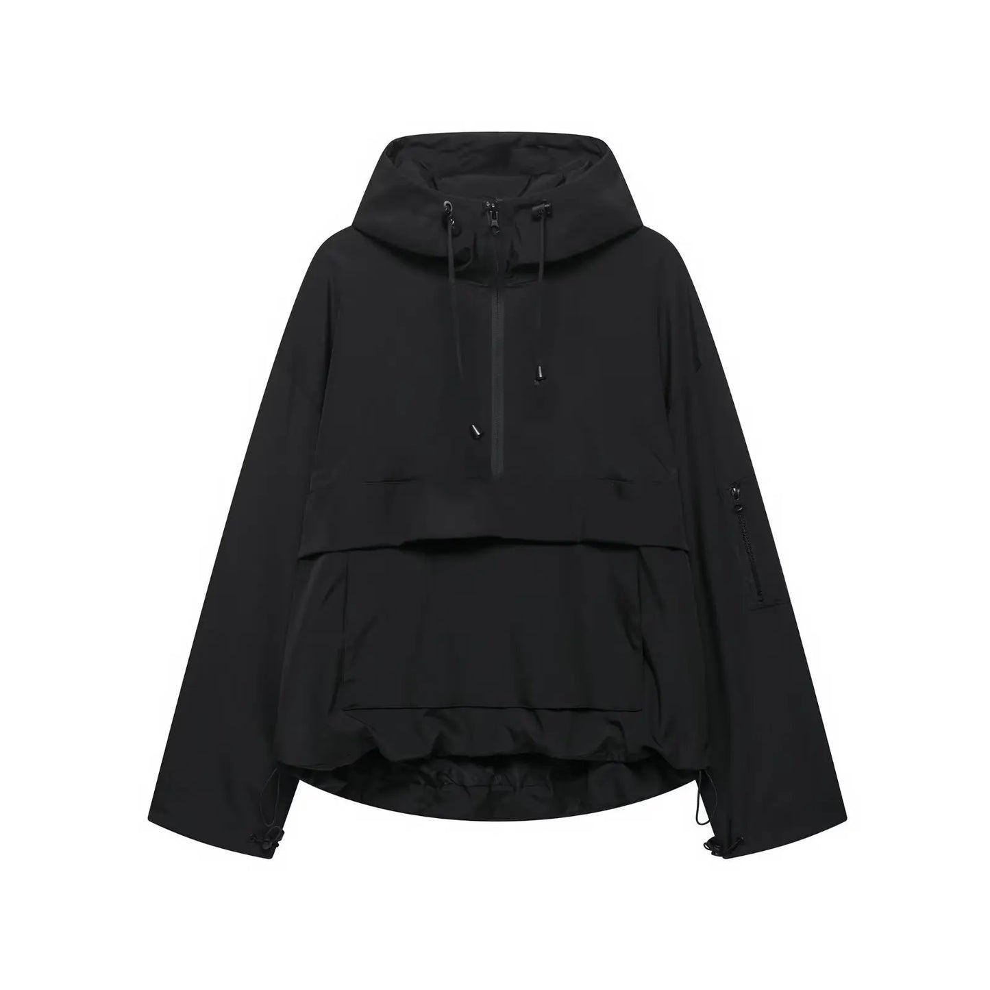 Fashion Casual Loose Hooded Jacket Women Solid Color Long Sleeve Windproof Breathable Zipper Jackets Coat Tops Female Streetwear
