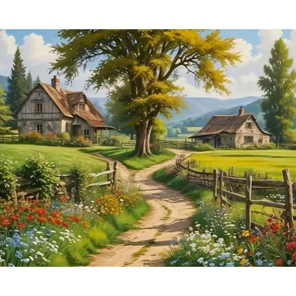 GATYZTORY Courtyard Painting By Numbers Wall Art Picture Pictures By Numbers Landscape Easy Paint Painting Decor Diy Making Kits