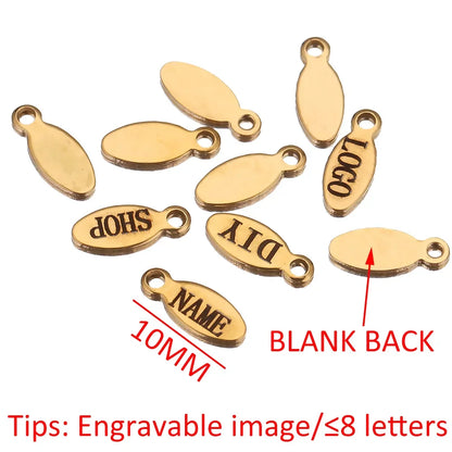 50pcs Customized Custom Laser Engrave Name LOGO Stainless Steel Personalized Necklace Extend Chain Tail Tag Jewelry Wholesale