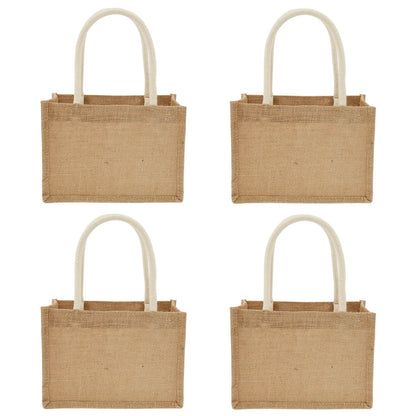 Portable Jute Tote Bag Burlap Tote Bags Mini Burlap Beach Bags Multipurpose Burlap Hand Bags for Shopping Trips Beach School
