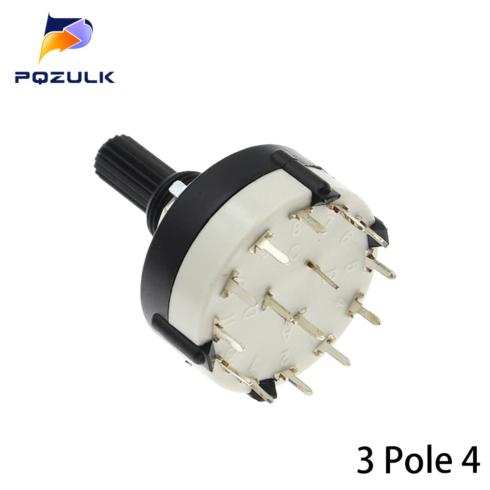 5PCS RS26 1 Pole 12 Position Selectable Band Rotary Channel Selector Switch Handle length 20MM With Knob