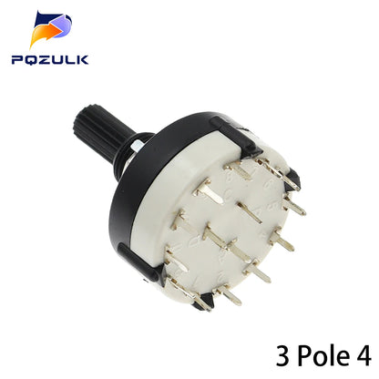 5PCS RS26 1 Pole 12 Position Selectable Band Rotary Channel Selector Switch Handle length 20MM With Knob