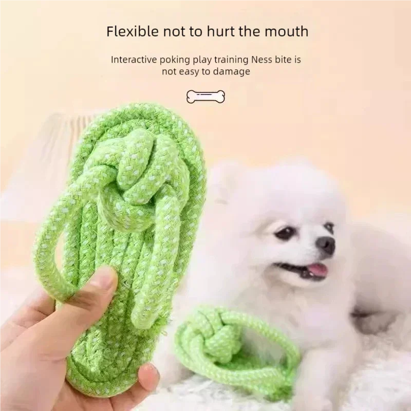 Pet Cotton Rope Slipper Knot Toy For Small Dogs Interactive Chew Toy Dental Clean Teeth Grind Tartar Control Non Toxic Dog Toys
