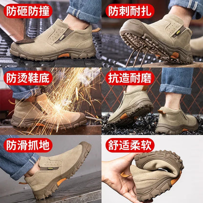 Men's work shoes  anti impact, anti puncture, steel wrapped head, electric welder  step on safety shoes  insulation