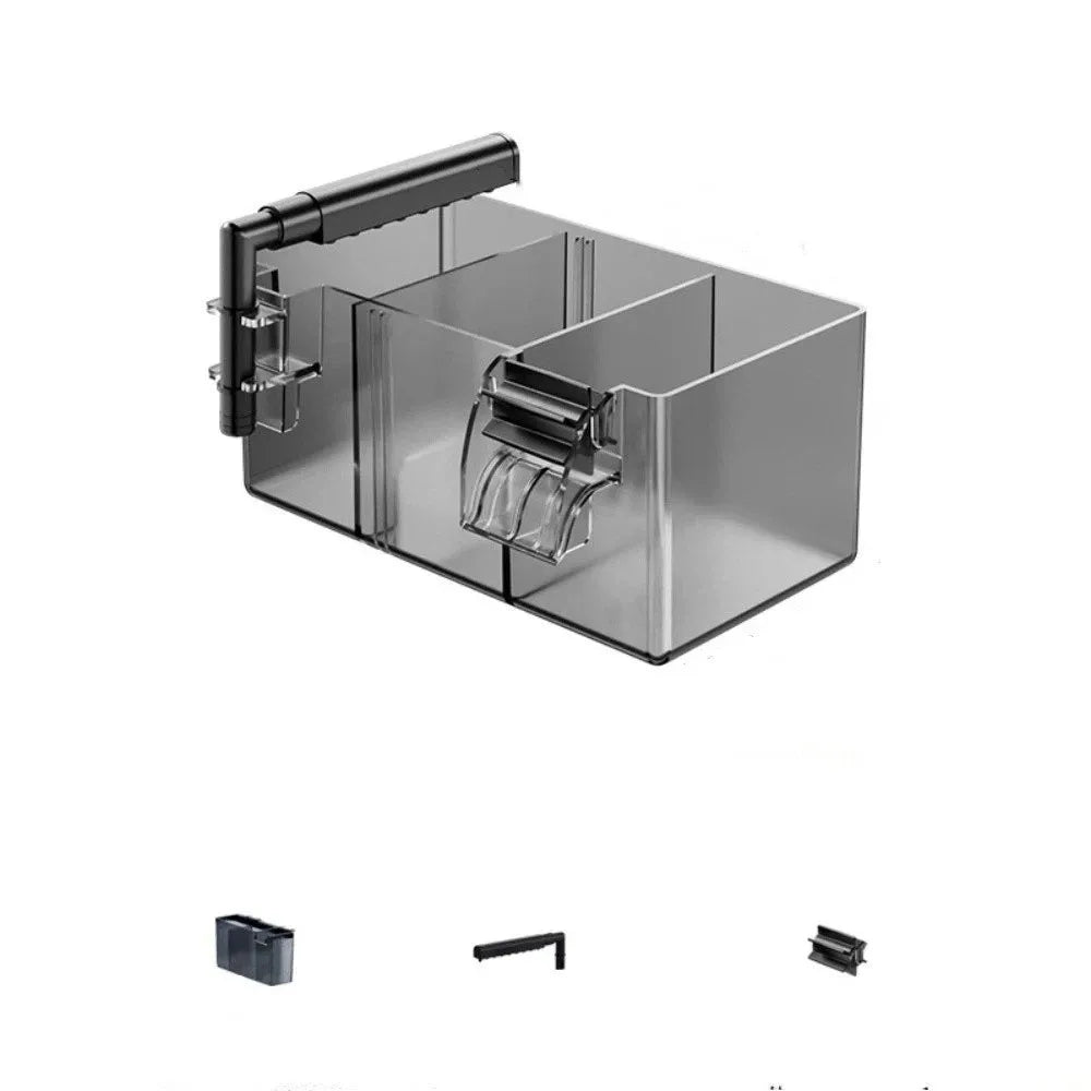 Wall Mounted Fish Tank Filter Box 3-in-1 Drip Flow Silent Operation Waterfall Filter Detachable Top Mounted Filter