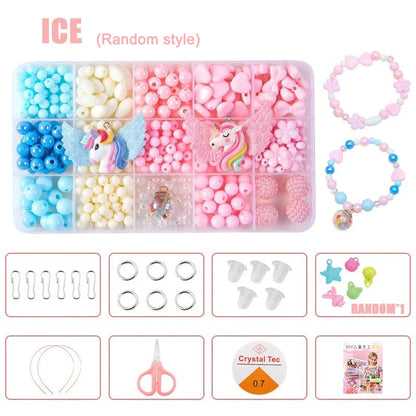 Girls DIY Bead Set Jewelry Making Kit for Kids Girl Pearl Beads for Bracelets Rings Necklaces Creativity Kits Art Craft