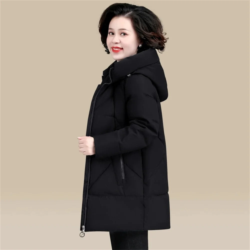 New Loose Women Snow Jacket 3XL 4XL 2026 Winter Women Jacket Warm Parkas Female Thicken Coat Cotton Padded Long Hooded Outwear
