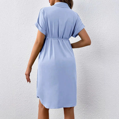 Maternity Dresses Photoshoot Women Clothes Summer Striped Short Sleeve Pregnant Button-down Casual Dress Fashion Shirt Clothing
