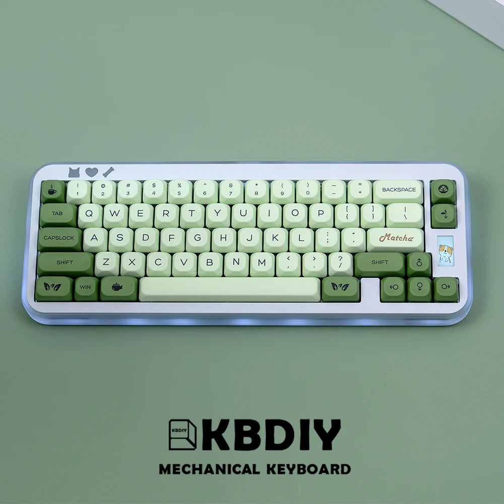 KBDiy 143 Keys/Set Russian Japanese Korean Matcha Keycap Green KOA PBT Keycaps for Mechanical Keyboard Caps for GMK67 GMK64 61