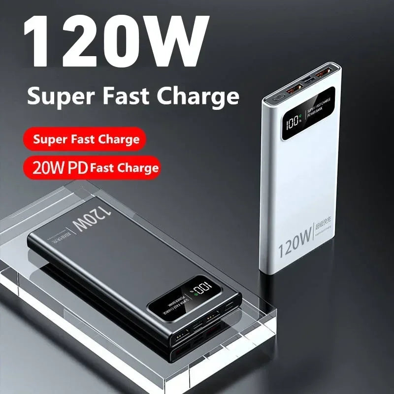 Lenovo 50000mAh Large Capacity Power Bank 120W Fast Charge LED Digital Display External Battery Universal charge Travel Outdoor