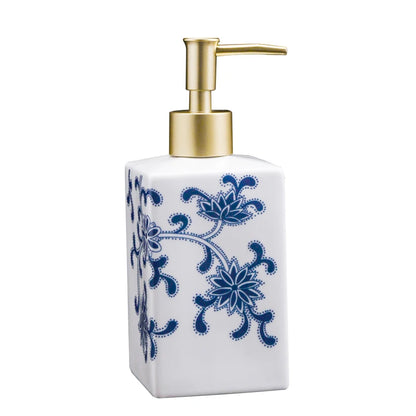 Blue and White Storage Bottle Bathroom Accessories Ceramic Soap Container Wash Table Soap Shampoo Cosmetic Storage Bottle 300ml
