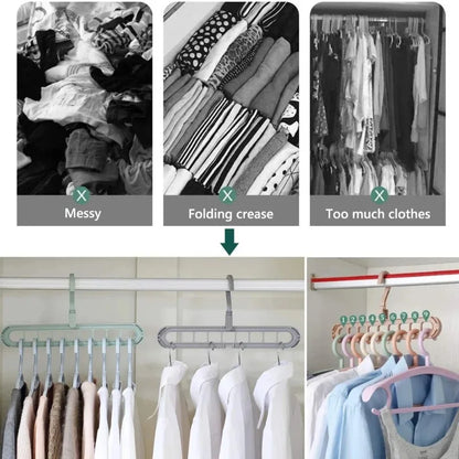 9-Hole Clothes Hanger Organizer Multi-Function Folding Space Saving Magic Hangers Scarf And Clothes Storage Rack for Home