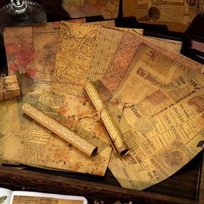 12 pcs/lot Kraft paper material package antique newspaper diy hand account priming decoration collage Memo Pad 6 options