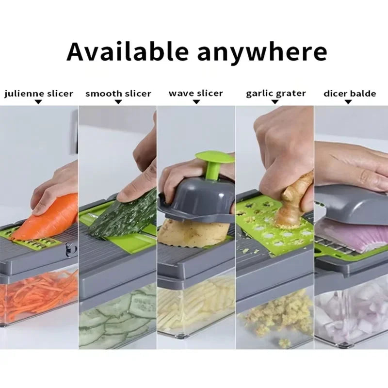 Pro-Series 16-in-1 Vegetable Chopper, Dewpeton Mandoline Slicer, Veggie Chopper, Food Chopper with Container, Vegetable Cutter