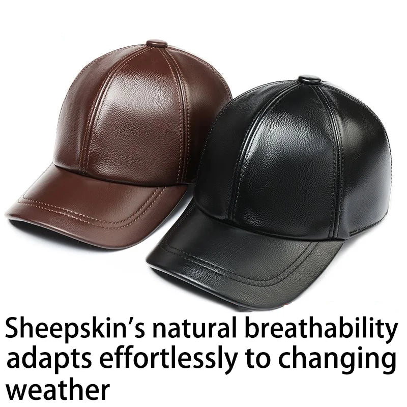 Leather Hats for Men Adjustable Head Circumference Thin Spring Autumn Style Middle-Aged And Elderly Caps