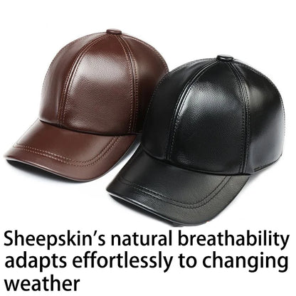 Leather Hats for Men Adjustable Head Circumference Thin Spring Autumn Style Middle-Aged And Elderly Caps