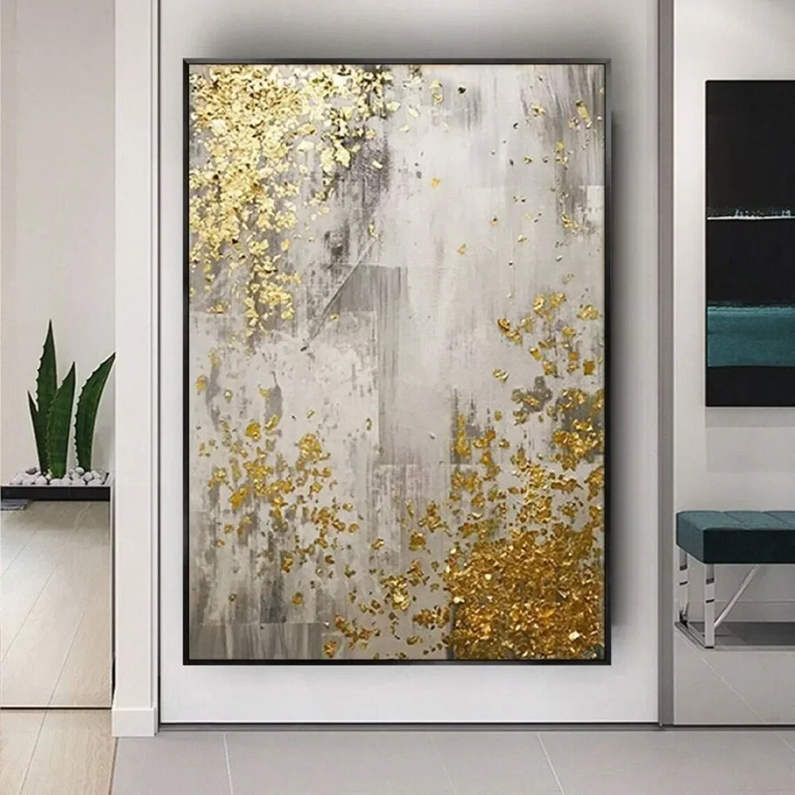 Abstract Texture Oil Painting On Canvas Minimalist Art Large Wall Art Gold Wall Decor Handmade Painting Living Room Decor Gif