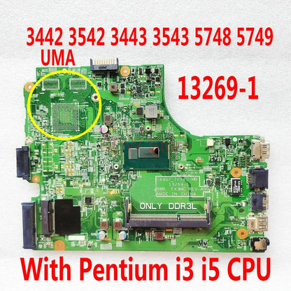 13269-1 For Dell Inspiron 15 3442 3542 3443 3543 5748 Laptop Motherboard 13269-1 FX3MC Mainboard With Pentium i3 I5 I7 CPU DDR3L