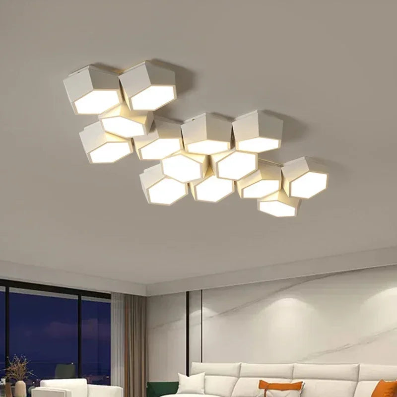 Modern Geometry Led Ceiling Lamp Living Room Chandeliers Lighting Bedroom Dimmable Lamparas Nordic Home Decor Lights Luminaria