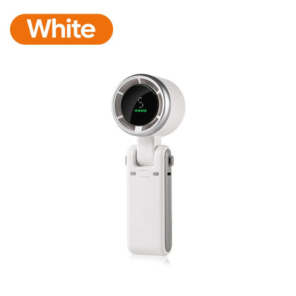 Handheld Folding Fan Type-C Charge Ports Portable Desktop 5level Wind Speed Adjustment Digital Display Electric Fan With Lanyard