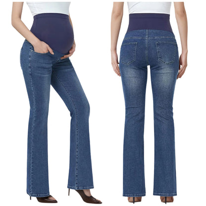 Pregnant Women Jeans High Waist Support Belly Maternity Hip Lifting Elastic Denim Pants Shorts for Daily Work Street Loungewear