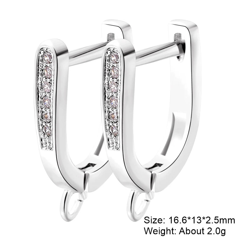 Juya 18K Gold Silver Plated Fastener Bales Fixture Earring Hook Locks For DIY Women Fashion Crystal Agate Charms Earrings Making