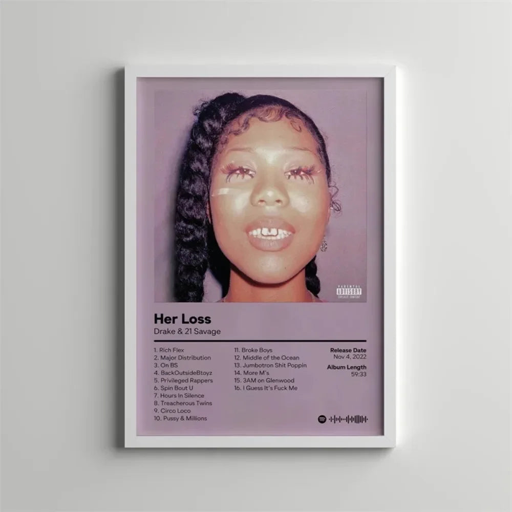 Canvas Painting Wall Decor Drake Pop Rap Music Album Cover Poster Aesthetic Rapper Hip Hop Rock Nothing Was The Same Her Loss