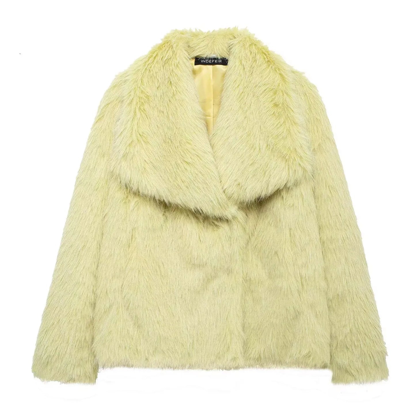 HH 2025 Winter Coats For Women Fashion New Faux Fur Long Sleeves Loose Coat Female Versatile High Street Women's Cardigan