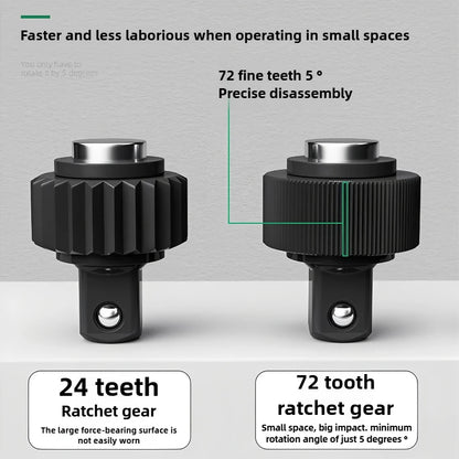 1/4 1/2 3/8 72-Tooth Carbon Steel Wrench Retractable Ratchet Wrench Automatic Quick Release Spanner Multifunctional Hand Tool