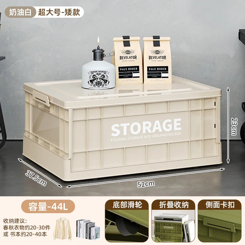 Foldable Storage Box - Extra Large Capacity Collapsible Organizer for Clothes, Toys & Household Items, Portable Logistics Bin wi