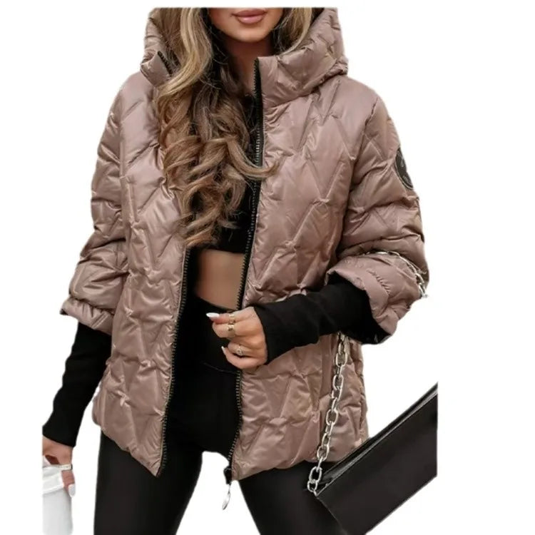 Winter Warm High Collar Long Sleeve Patchwork Cotton Jacket Hooded Coat Abrigos De Mujer Manteaux Hiver Femme Chaqueta Acolchada