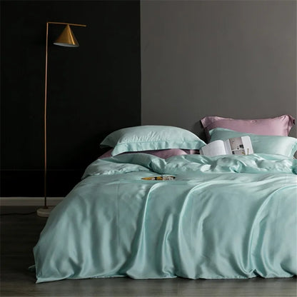 Natural Silk Duvet Cover Solid Color Quilt Cover High-Grade Single Double King Size Comforter Bedding Cover