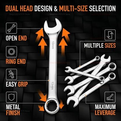 8-19Mm Wrench Set, Double-Head Opening Design, Anti-Slip And Efficient work, Portable Household Universal Hand Repair Tool.