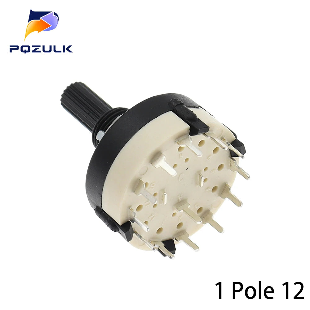 5PCS RS26 1 Pole 12 Position Selectable Band Rotary Channel Selector Switch Handle length 20MM With Knob