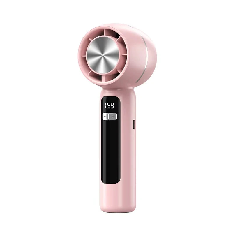 Portable Handheld Fan with LED Display & Lanyard 199-speed High Speed Turbo Wind Summer Cooling Fan 3000mAh 6Hours Battery Life