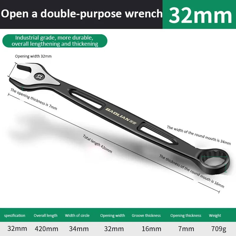 Durable Ratchet Wrench 8-32mm Universal Double Open Ends Torx Wrench Combination Wrench Fast Ratchet Wrench Auto Repair Tools