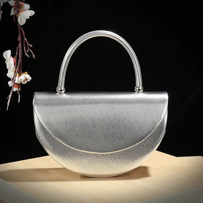 New fashion halfmoon handbag shiny evening dress bag delicate metal chain shoulder bag fashion gift bag small items storage bag