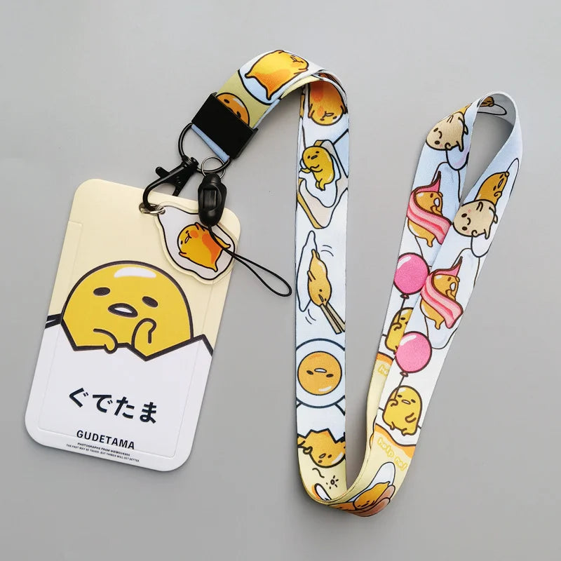 Gudetama ID Badge Holder Cartoon Lanyard Pendant Neck Strap Boys Girls Business Card Holder Keychain Accessories Kids Gifts