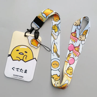 Gudetama ID Badge Holder Cartoon Lanyard Pendant Neck Strap Boys Girls Business Card Holder Keychain Accessories Kids Gifts
