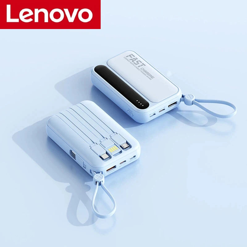Lenovo 30000mAh Power Bank BuiIt in 4 Lines Super Fast Charging Large Capacity Portable External Battery for All Phones Android