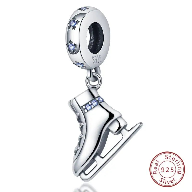 Original 925 Sterling Silver Charms Beads Winter Snowflake Snowman Igloo Penguin Pendant Fit Bracelet Women Jewelry Gift