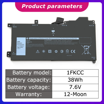 1FKCC Laptop Battery for Dell Latitude 7200/7210 2-in-1 Series Notebook 09NTKM/9NTKM Series 0D9J00/0KWWW4 4750mah/38wh