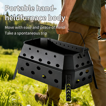 Portable Folding Campfire Grill Outdoor Wood Burning Stove for Camping And Hiking Lightweight Charcoal Fire Pit