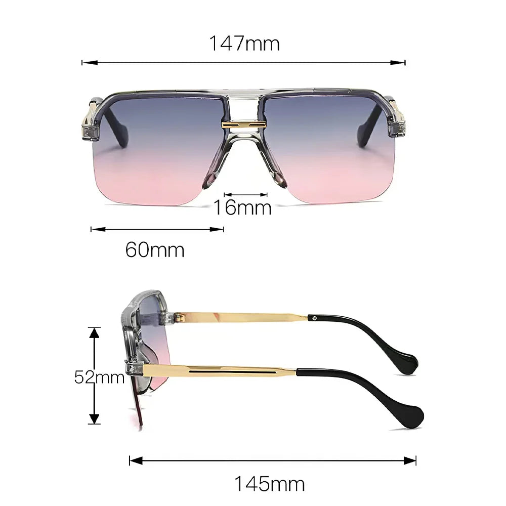 2025 New in Sunglasses for Women  Modern Fashion Transparent Frame Gradient Yellow Pink Lens Square Glasses Gift for Friend
