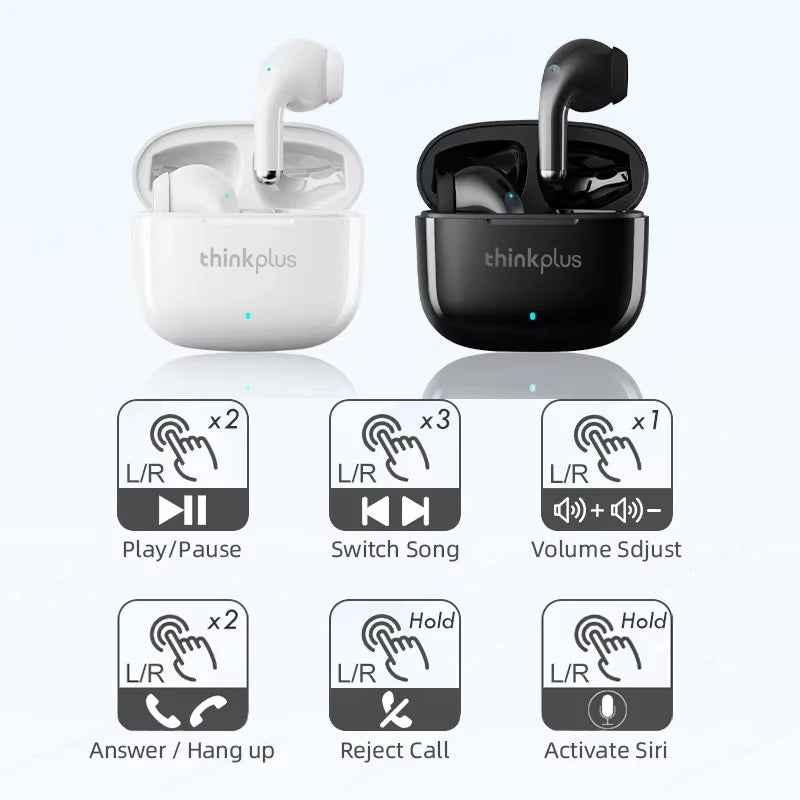 New Lenovo LP40 Pro Bluetooth V5.3 Earphones Punchy Bass Sound Headset Full Compatible Low Latency Game Sports Music Headphones