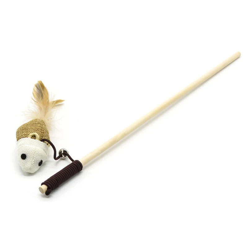 Funny Pet Cat Toys Interactive Cat Teaser with Feather 40CM Wooden Stick Mice Fish Chick Katten Speelgoed Chats Pet Accessories