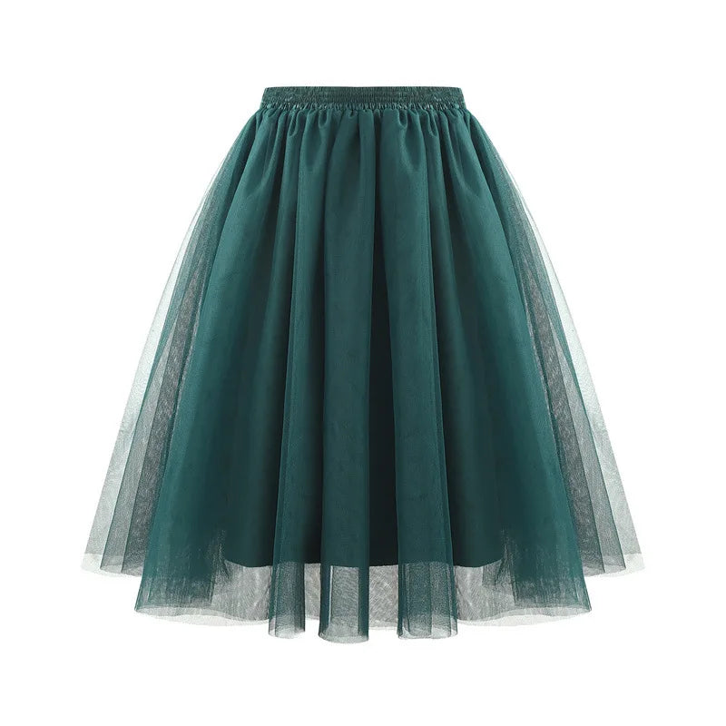 Tutu Skirt Women's 50s Skirt Retro Ballet Dance Skirt 3-Layer Tulle Ballet Rockabilly Petticoat Underskirt Dance Dress Cosplay