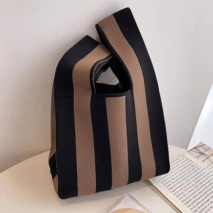 Fashion Handmade Knit Handbags Women Mini Knot Wrist Bag Korean Casual Tote Bag Reusable Shopping Bags