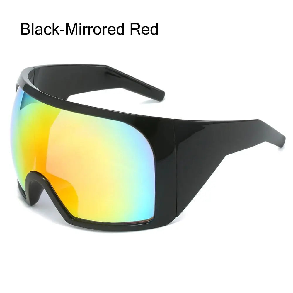 Futuristic Wrap Around Sunglasses Rave Curved Lens UV400 Protection 2000'S Eyewear Oversized Y2K Sun Glasses for Women & Men