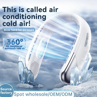 Lenovo Neck Fan Portable USB Rechargeable Bladeless Cooling Fan Quiet Wearable Fan For Summer Travel Mini Long Endure